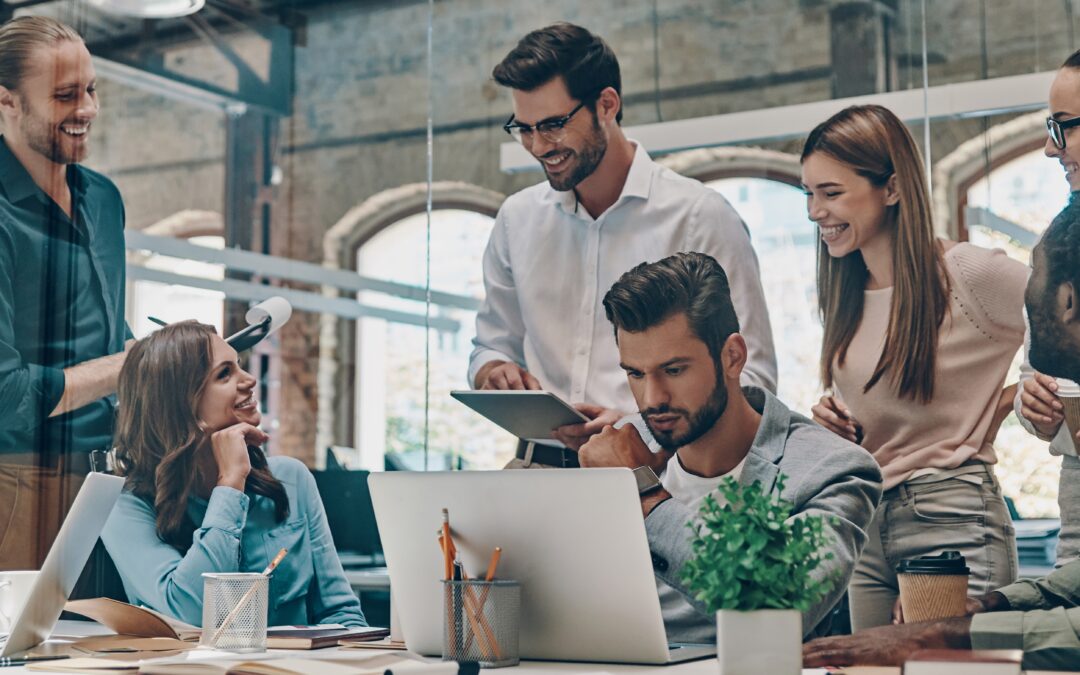 group of individuals chatting