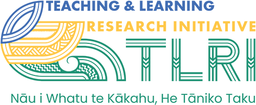 Words in blue, "teaching & Learning' followed by words in yellow, 'Research Initiative' over the letters TLRI in green