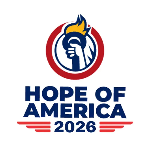 Red circle with a blue hand holding a yellow flame